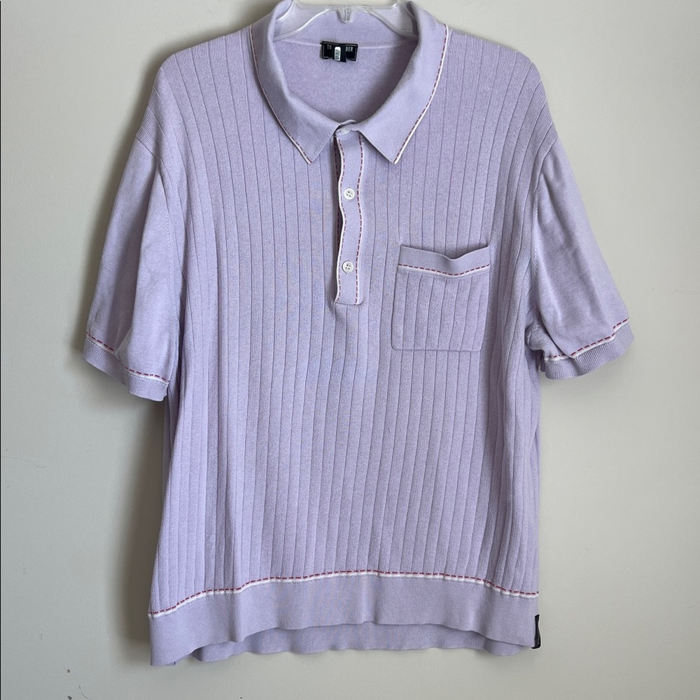 TODD SNYDER Riviera Italian Cotton Silk Tipped Purple Polo Shirt Sweater XXL